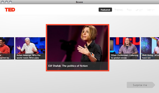 Browse TEDTalks in Boxee's elegantly simple interface.