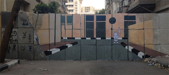 The first wall I sprayed in front of the Ministry of Interior. This is my most recent intervention.