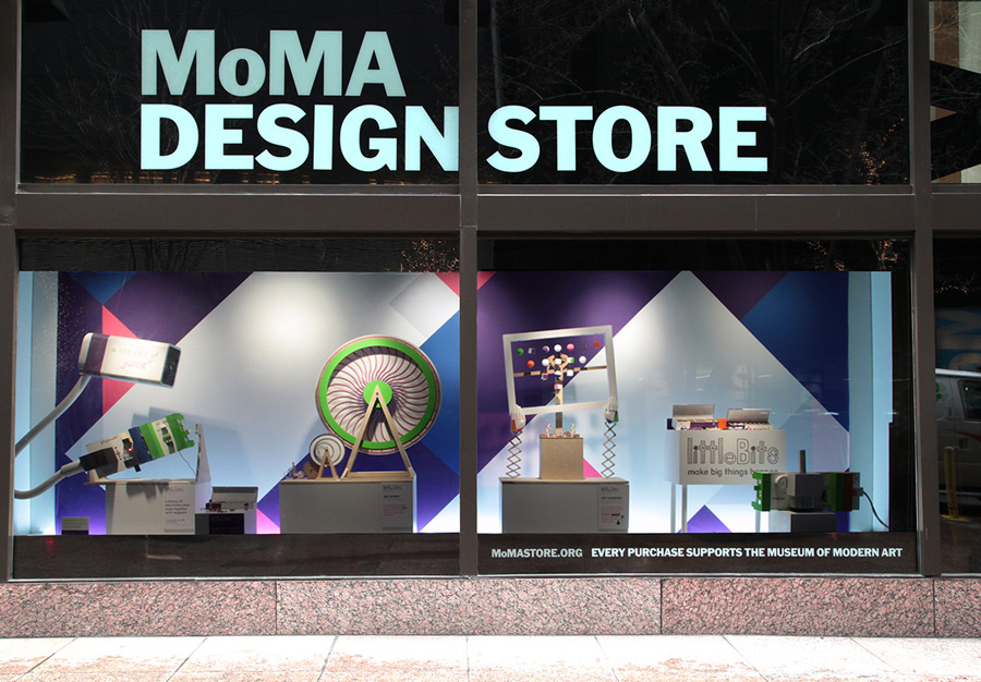 LittleBits featured in the windows of the MoMA Design Store. Photo: courtesy of Ayah Bdeir