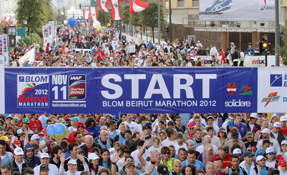 Participants gather for the start of the 2012 Beirut Marathon Photo: Anwar Amro/AFP/Getty Images