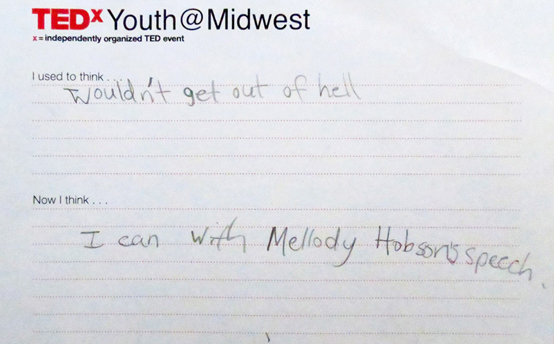 One of the amazing comment carders from TEDxYouth@Midwest.