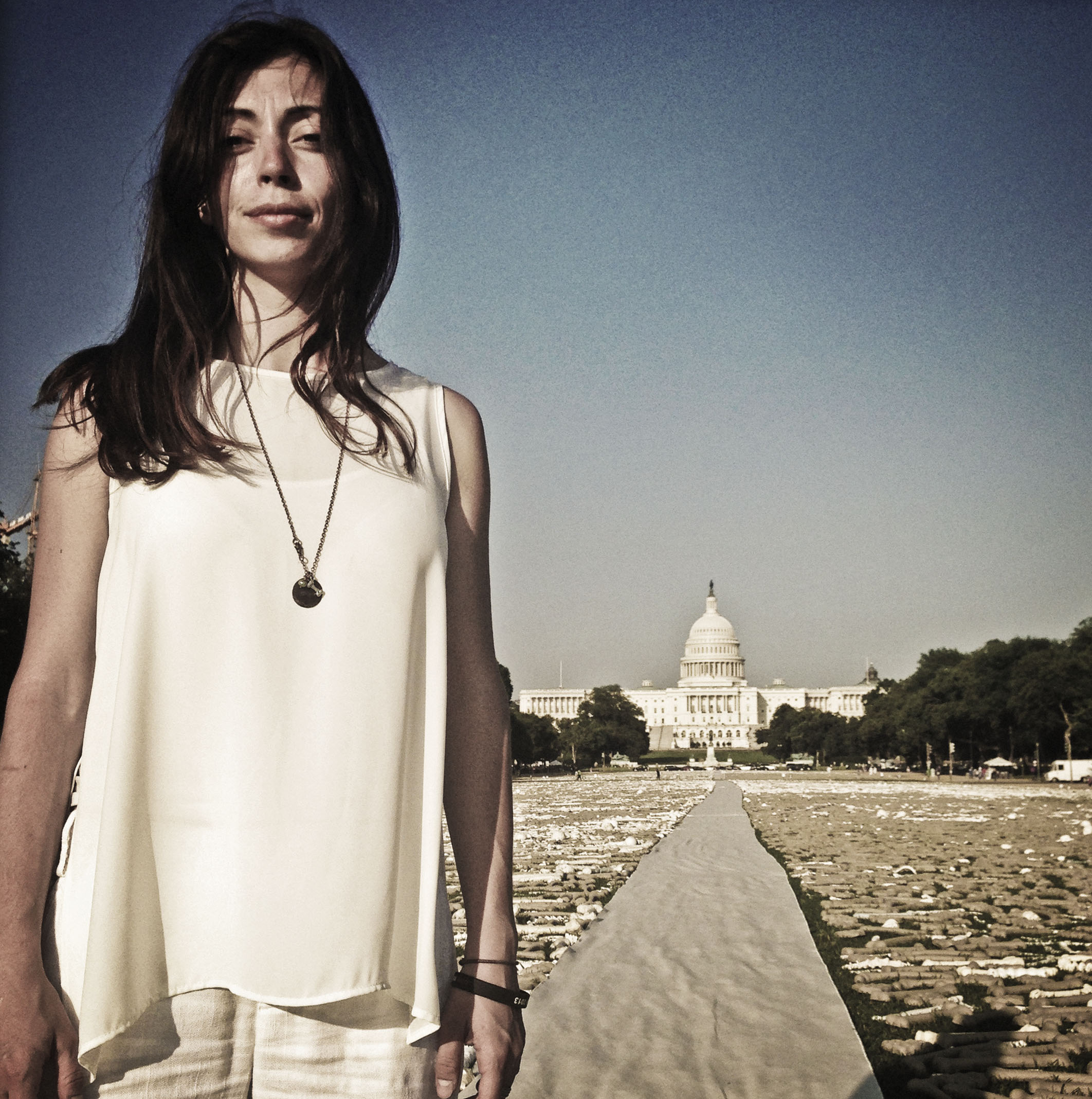 Naomi Natale, at the site of her One Million Bones installation on the National Mall in Washington DC. Photo: Teru Kuwayama
