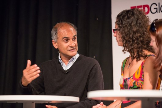 In conversation about living in several languages and locations, Pico Iyer talks with a panel of Open Translation Project volunteers at TEDGlobal 2013. Photo: Ryan Lash