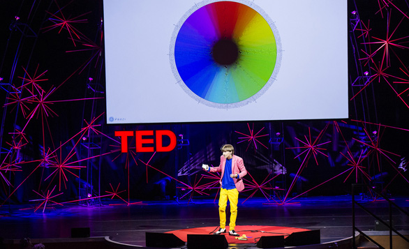 Neil Harbisson explains why he can hear color at TEDGlobal 2012. Photo: James Duncan Davidson