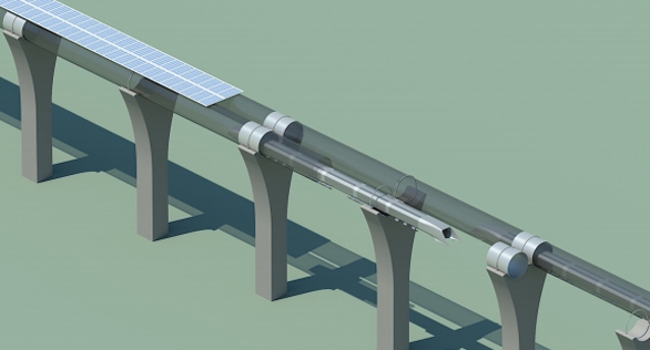 A look at what the Hyperloop's above-ground tubes will look like. Image: Tesla Motors. 