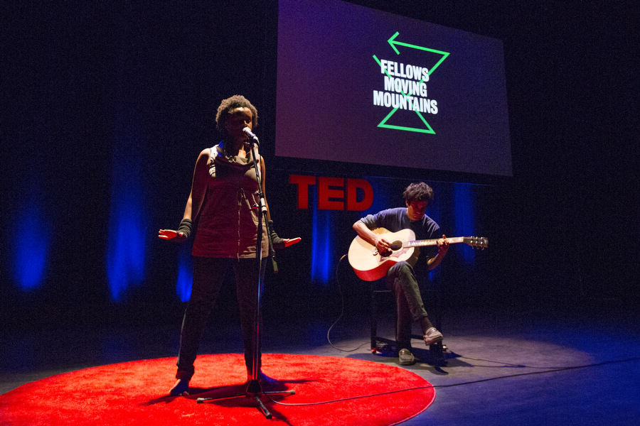 Meklit Hadero, accompanied by Usman Riaz. TEDFellows Retreat 2013. Photo: Ryan Lash