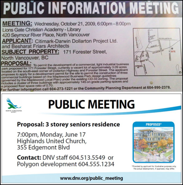 Before and after of North Vancouver's posted notices.
