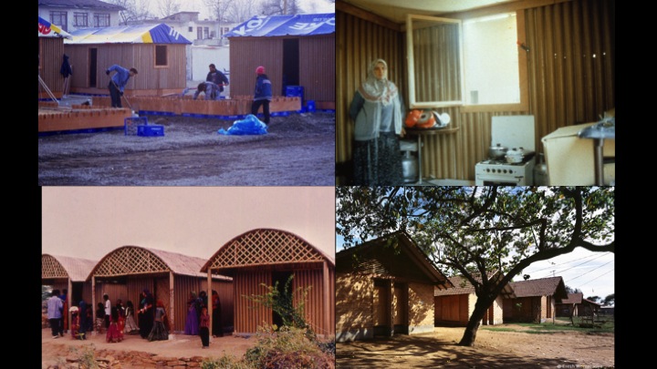 Paper Log House Turkey, 2000; Paper Log House, India, 2001; Kirinda House, Sri Lanka, 2005.