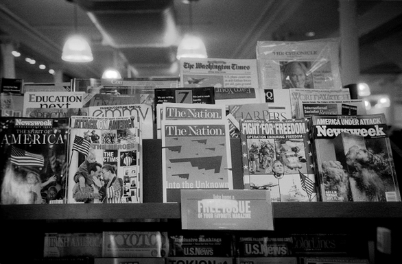9/11 dominates the headlines at the Barnes & Nobles in Union Square. This picture is part of "Post 9/11 Photographs Series." Submitted by Kitt Amaritnant.