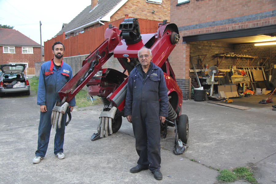 Hetain Patel, his father, and the Fiesta Transformer. Photo: Hetain Patel