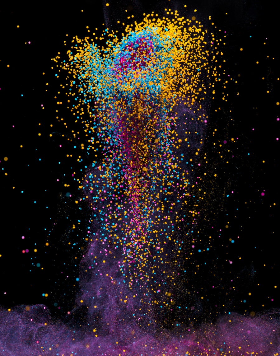 Dancing Colors "The Pillar" (2013) This is a visualization of sound. Colored crystals leap from the surface of a speaker as it emits sound waves. More starting at 2:13 in Oefner’s talk. 