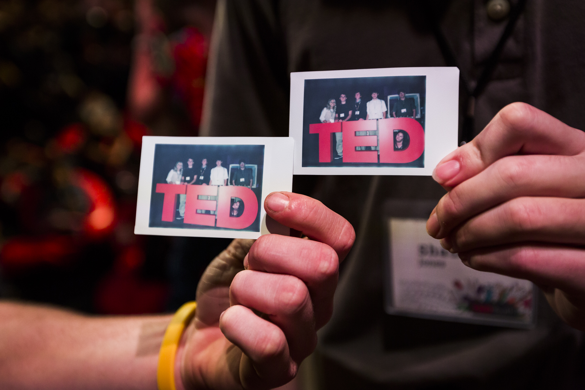 During breaks, kids and teens at TEDYouth got to snap photos of themselves with the TED logo. Photo: Ryan Lash
