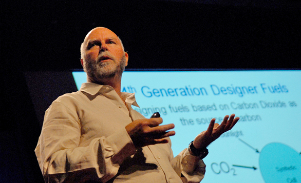 J. Craig Venter on the TED stage. He shares his idea for a "biological fax machine." 