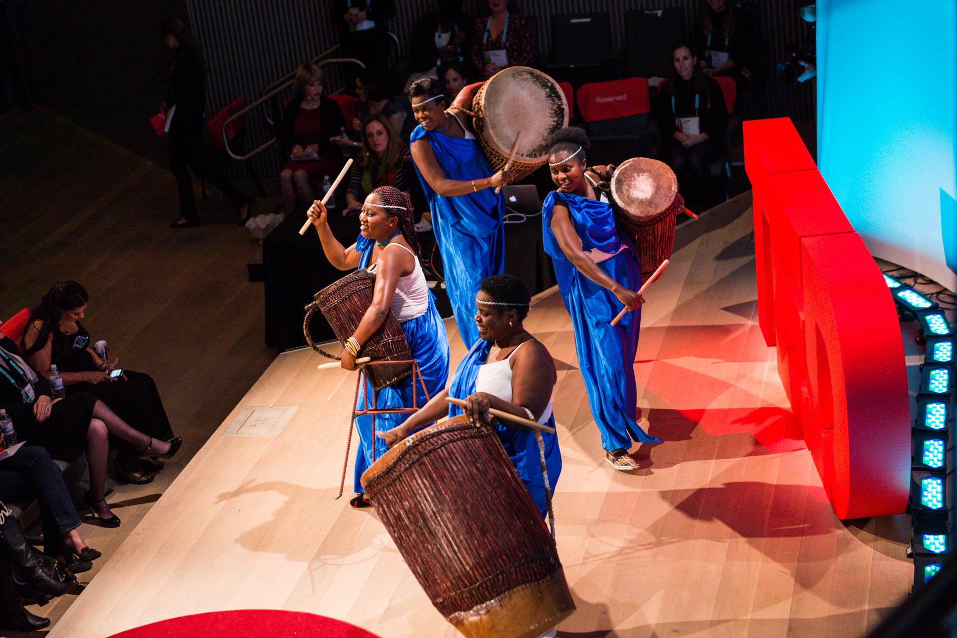 Ingoma Nshya -- the first all-female drumming troupe in Rwanda -- opened up session 3. Photo: Kristoffer Heacox