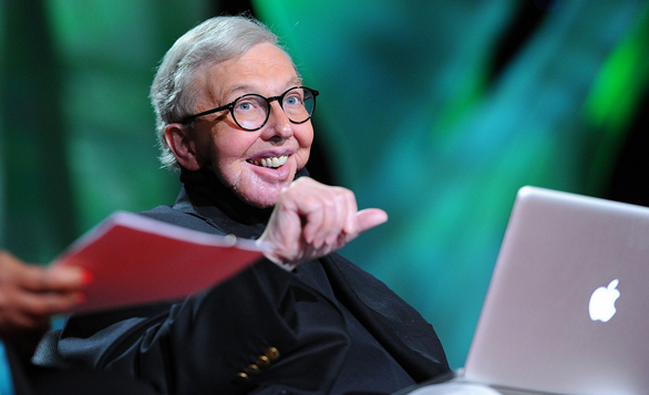 Roger Ebert speaks through his Mac at TED2011. Photo: James Duncan Davidson