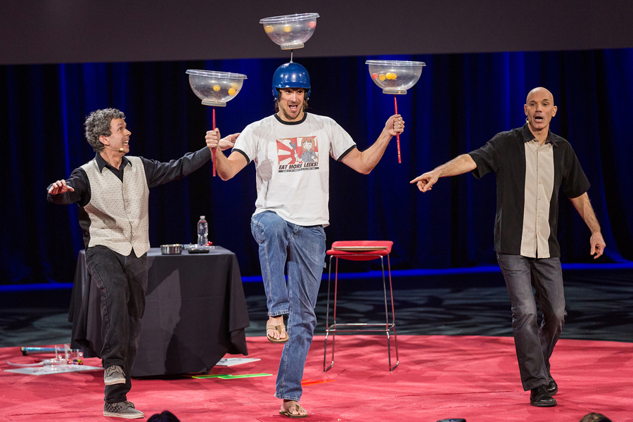 Speaker Chris Kluwe gets recruited by the Raspyni Brothers. Photo: James Duncan Davidson