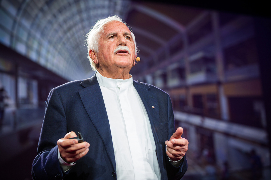 Moshe Safdie returns to the TED stage to give an All Stars update. Photo: Ryan Lash