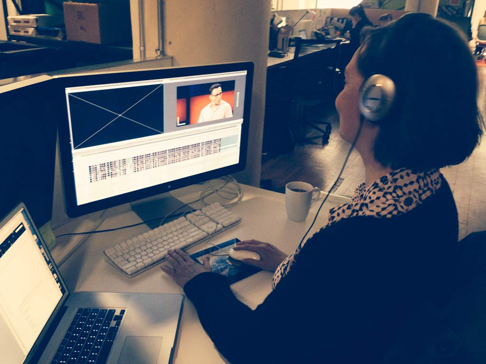 One of TED's video editors, Kari Mulholland, hard at work. Below, her editing advice. Photo: Biljana Labovic