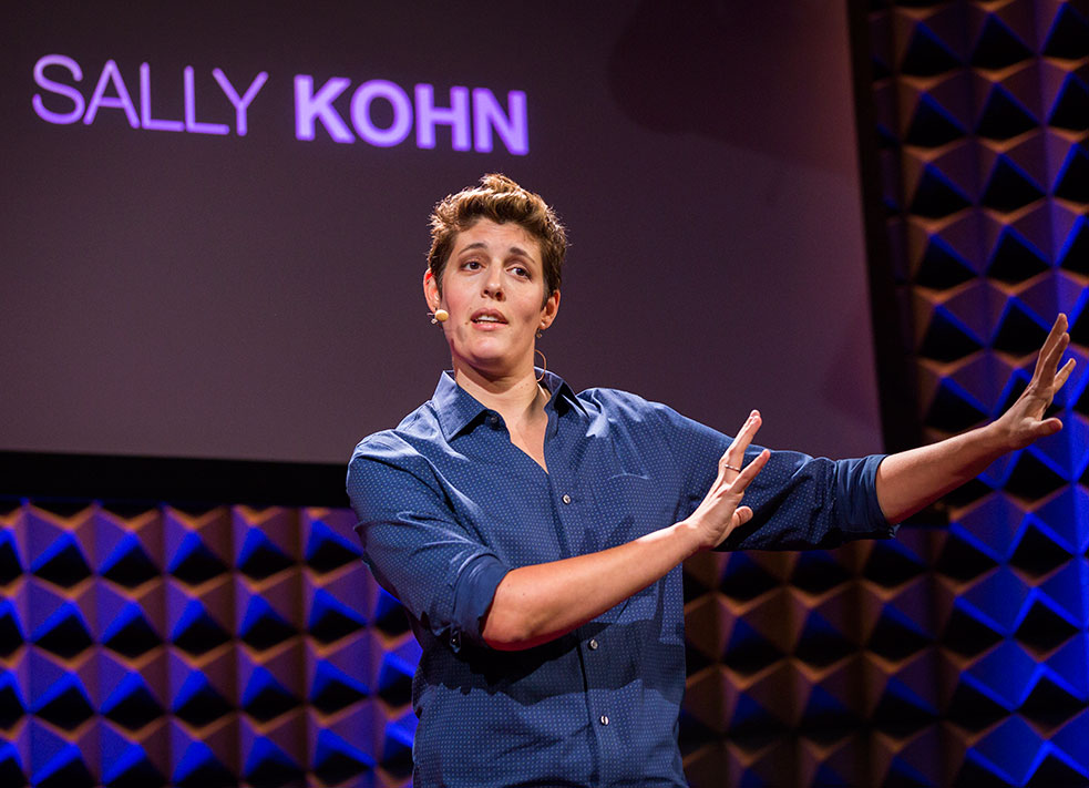 Sally Kohn opens TED@NYC with a plea for us to think of each tweet we write and each headline we click on as an act of media creation. Photo: Ryan Lash