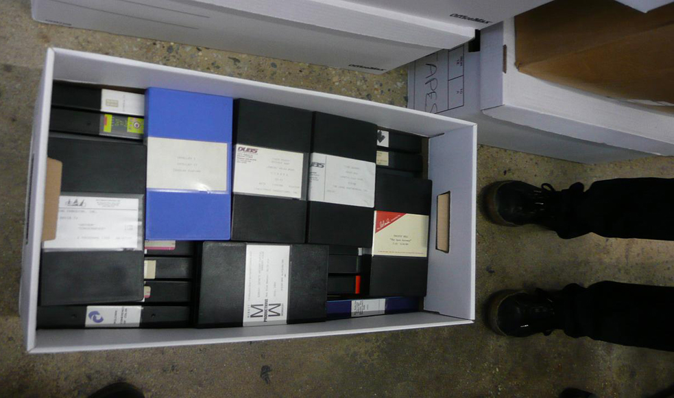 One of the 40 boxes of tapes we pulled out of storage for Project Cleans.