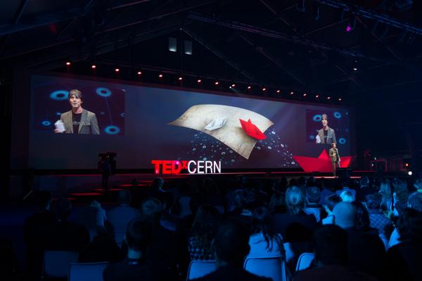 Brian Cox hosted TEDxCERN, entertaining an audience of 1200 as well as an online audience around the globe. Photo: Courtesy of @TEDxCERN