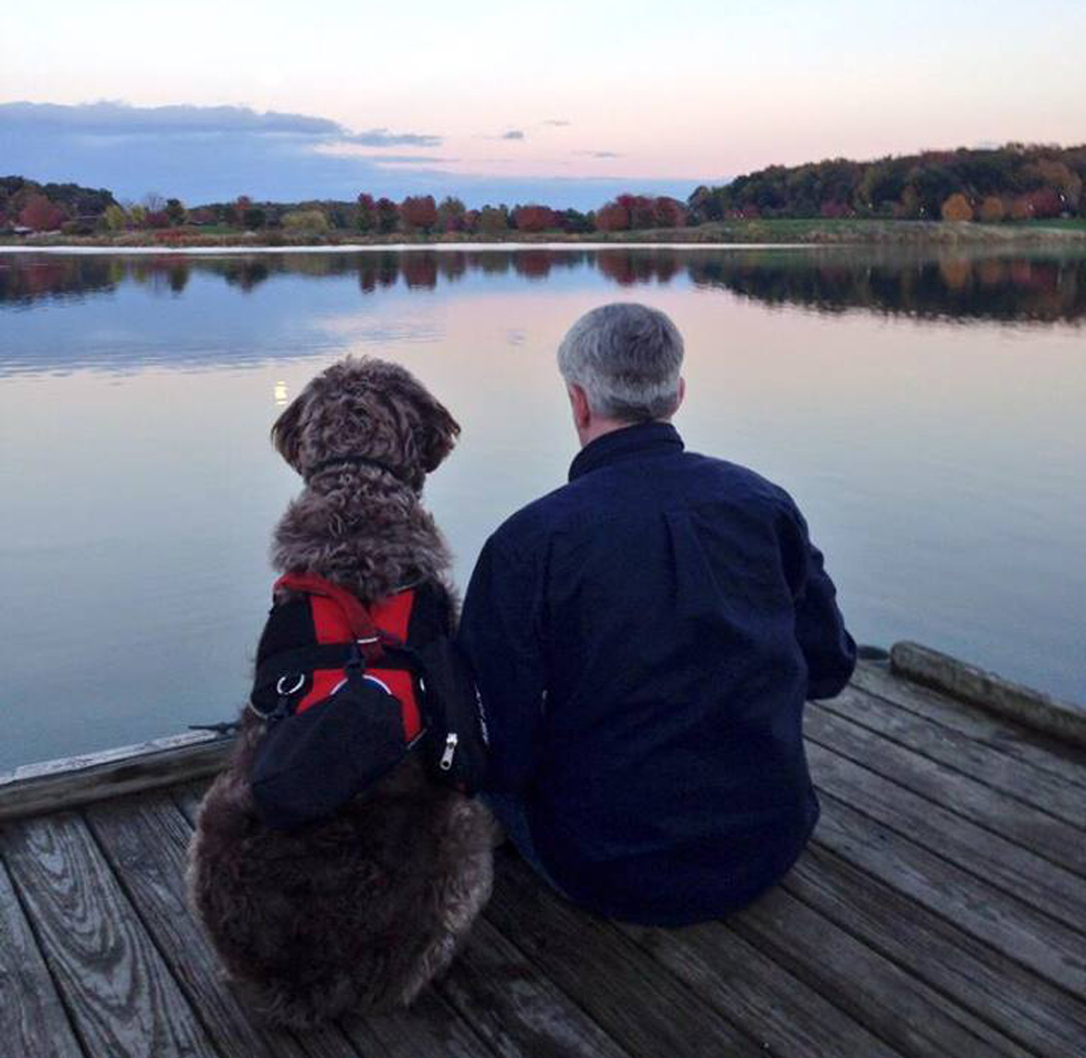 Lon Hodge and his service dog, Gander, go everywhere together. After decades of living with debilitating PTSD, Gander is helping Hodge step back into the world. Photo: Courtesy of Lon Hodge