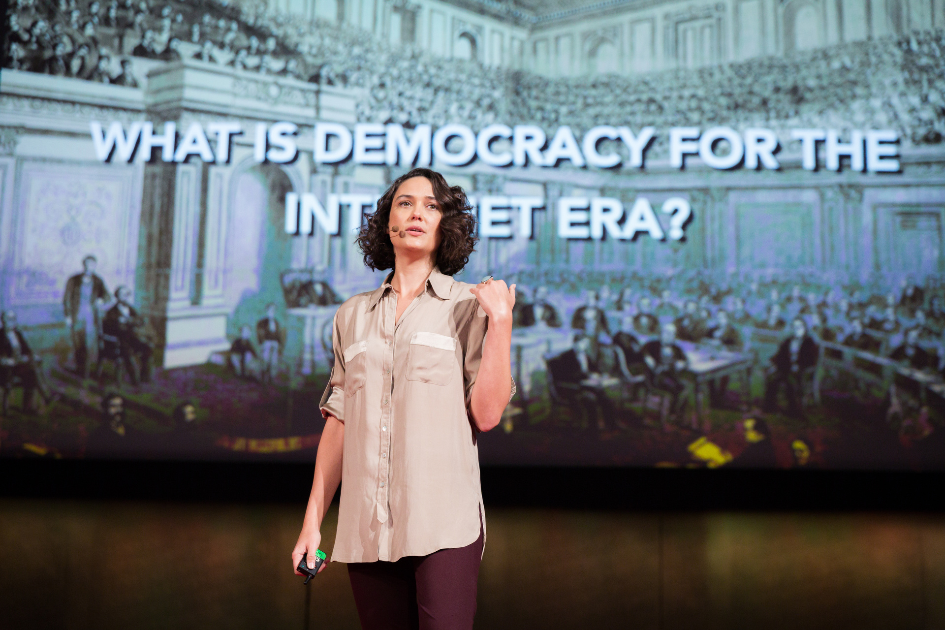 Pia Mancini speaking at TEDGlobal 2014.