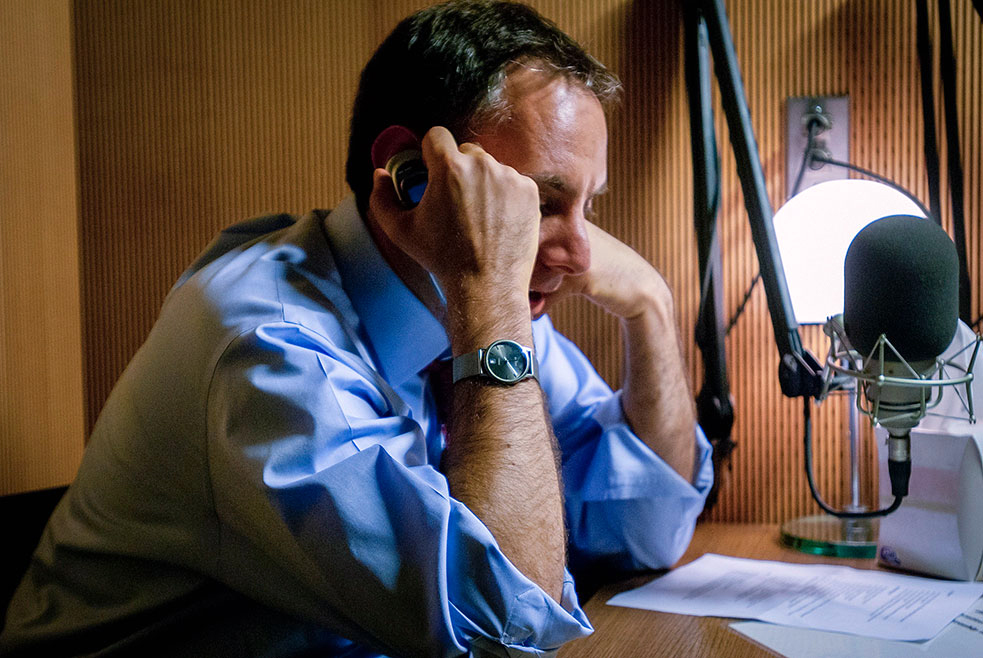 Dave Isay hard at work in a booth. Photo: StoryCorps