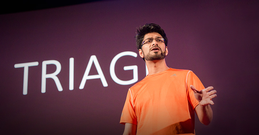 Mohammed Dalwai shares his idea for a Mobile Triage App at TEDGlobal 2014. Photo: Ryan Lash/TED