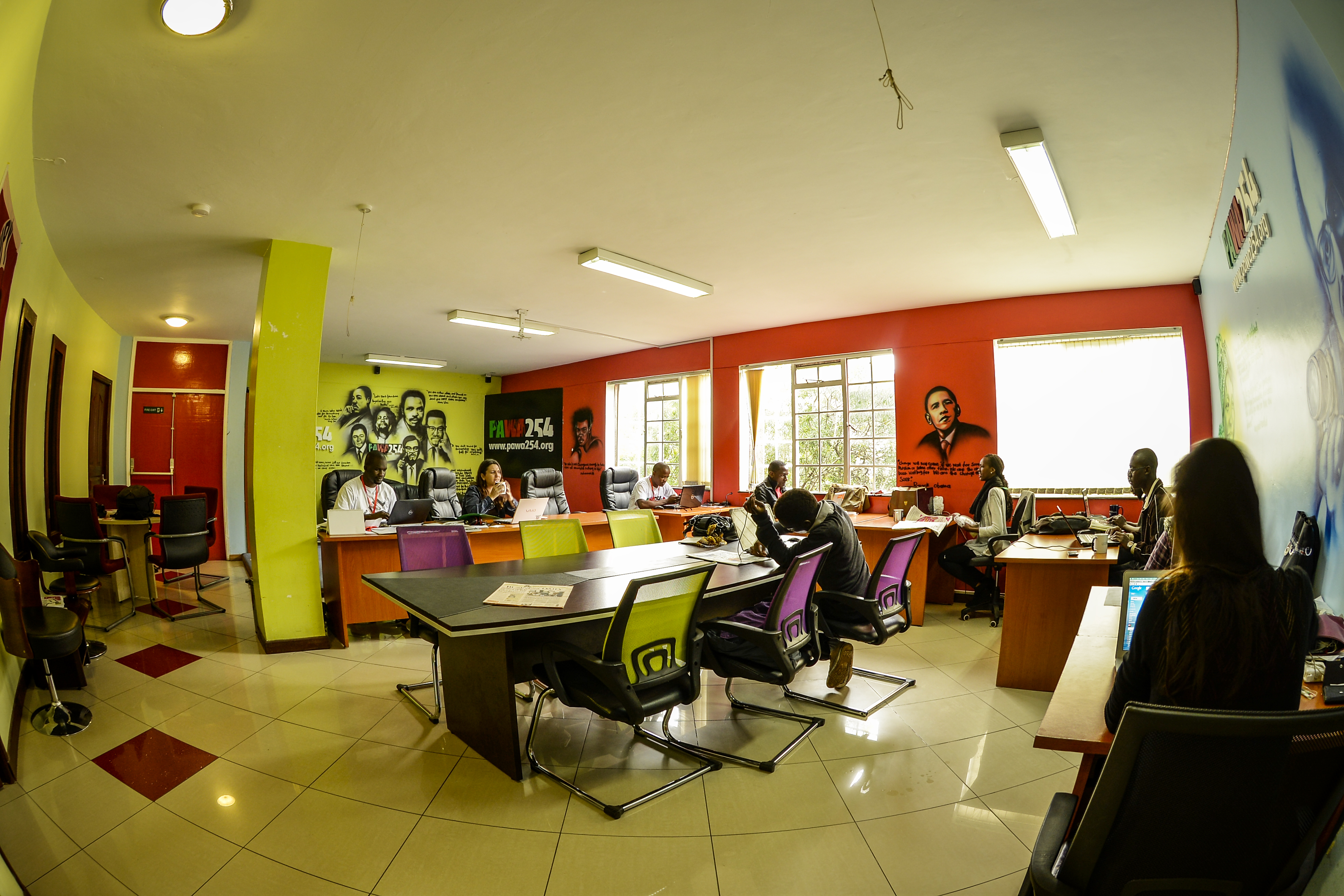 A communal workspace at PAWA254, Nairobi's hub for activists and artists. Photo: PAWA254 