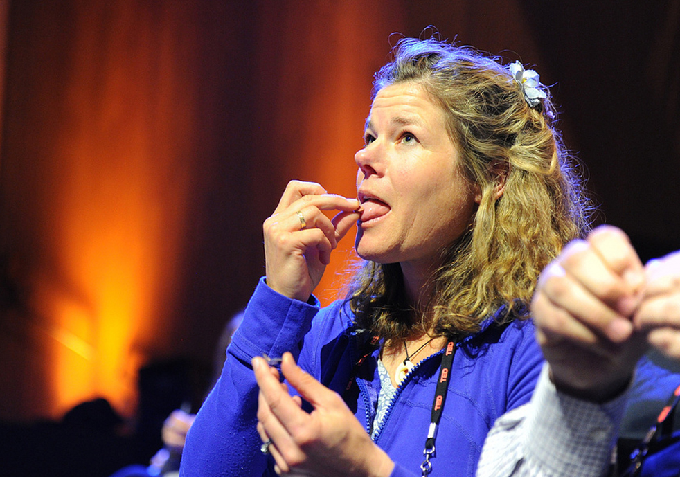 The audience got to sample Cantu's miracle berries, which makes sour foods taste sweet. Photo: TED