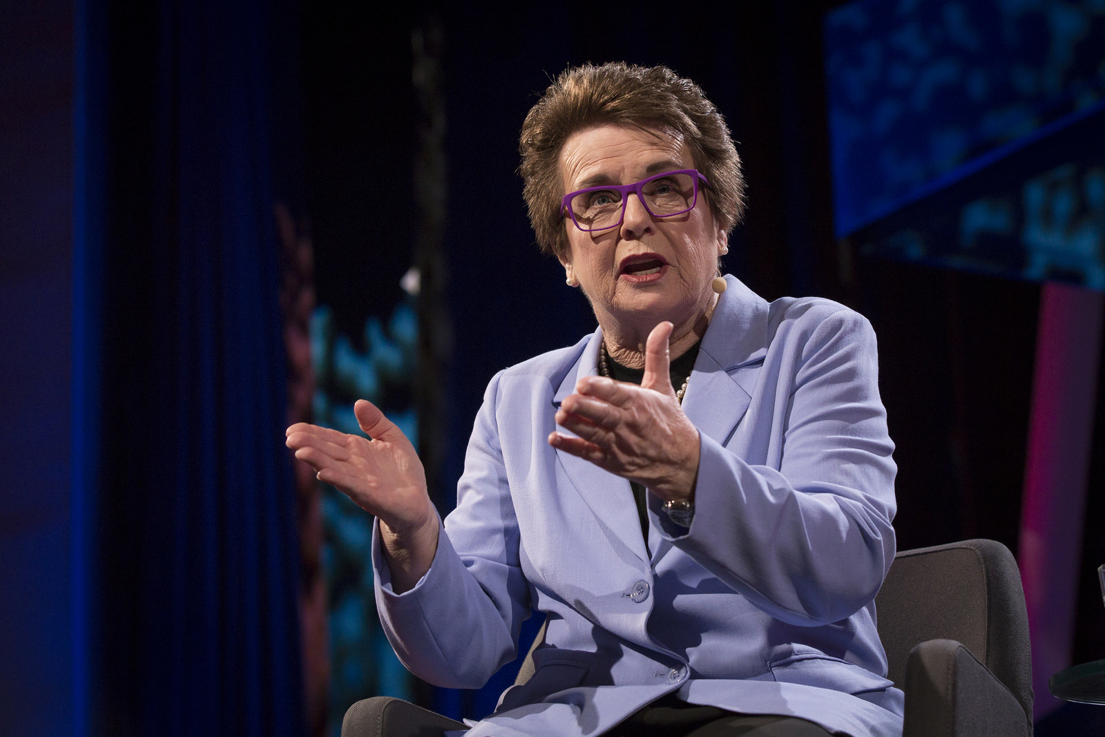 Tennis legend Billie Jean King shared how she felt going into the Battle of the Sexes with Bobby Riggs. "I  beat Bobby Riggs because I respected him," she said. Photo: Marla Aufmuth/TED