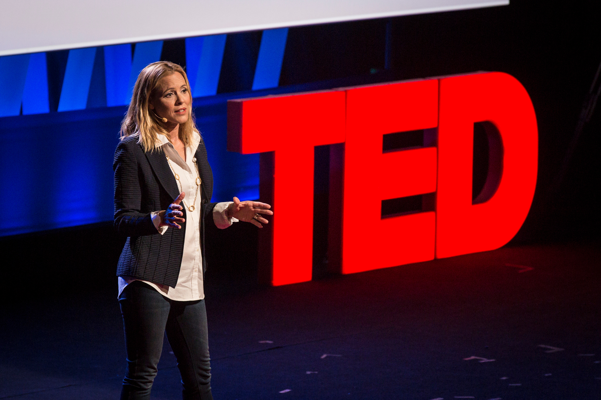 Maria Bello speaks at TEDWomen2015 - Momentum, Session 3, May 28, 2015, Monterey Conference Center, Monterey, California, USA. Photo: Marla Aufmuth/TED