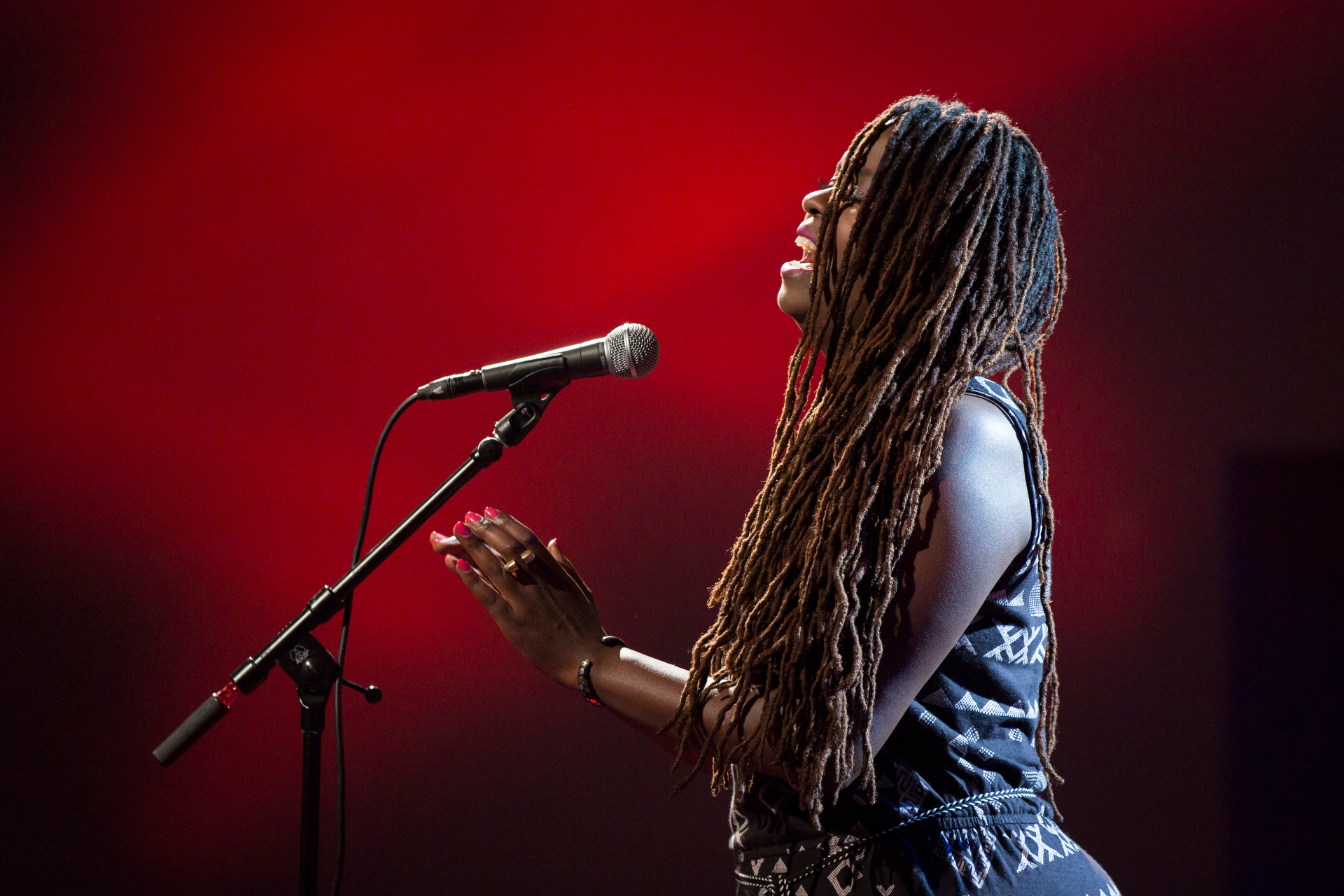 Somi performs at TEDWomen2015 - Momentum, Session 5, May 28, 2015, Monterey Conference Center, Monterey, California, USA. Photo: Marla Aufmuth/TED