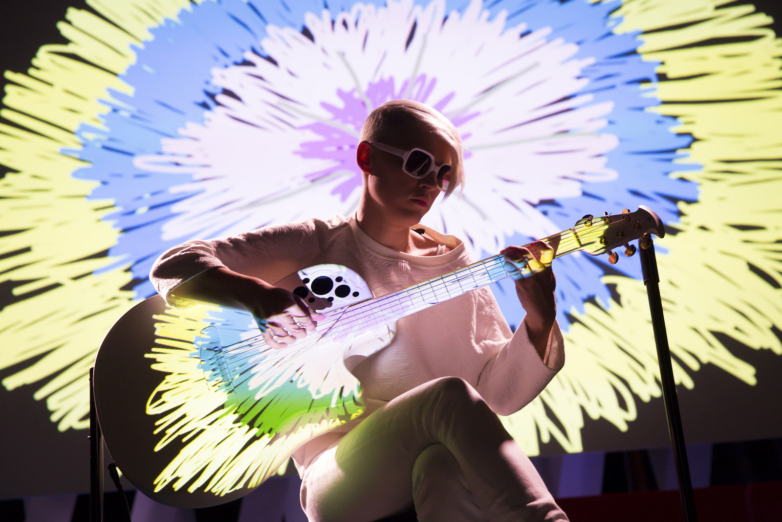 Kaki King's new show features project mapping — and aims to make her guitar into a living entity. Here's how she uses littleBits in the show. Photo: Marla Aufmuth/TED