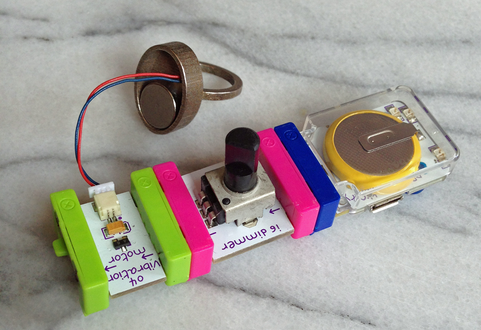 The prototype for Ringly, created out of littleBits. Photo: Courtesy of Christina Mercando