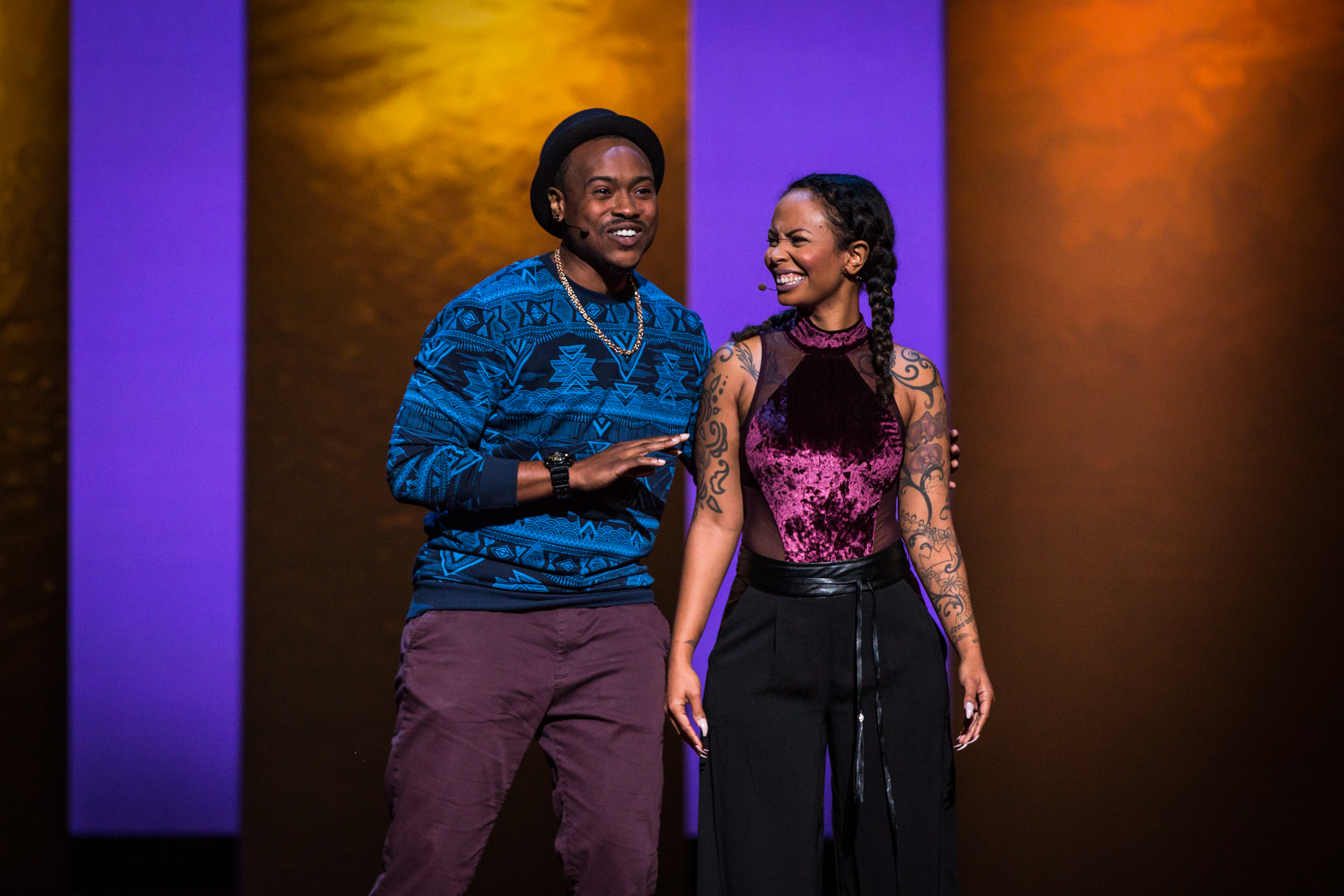 Tiq Milan and Kim Katrin Milan at TEDWomen 2016: It's About Time, October 26-28, 2016, Yerba Buena Centre for the Arts, San Francisco, California. Photo: Marla Aufmuth / TED