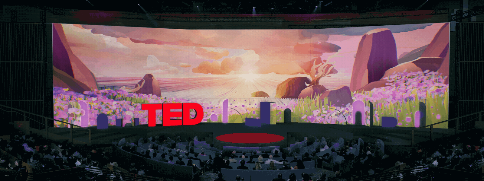 The stage visuals for the Meaning session.
