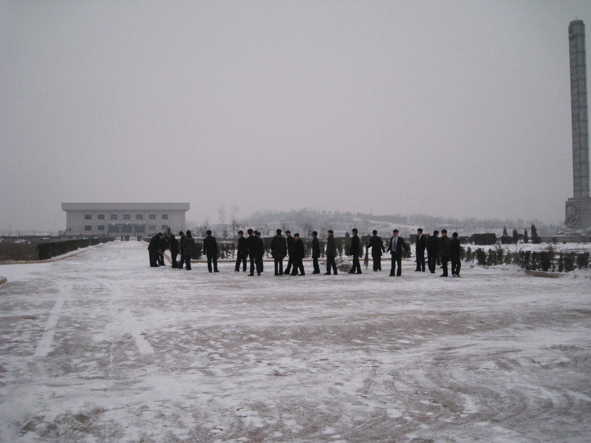 PUST students on a snowy day after an exam; Kim Jong-il’s death would be announced just a few days later. 