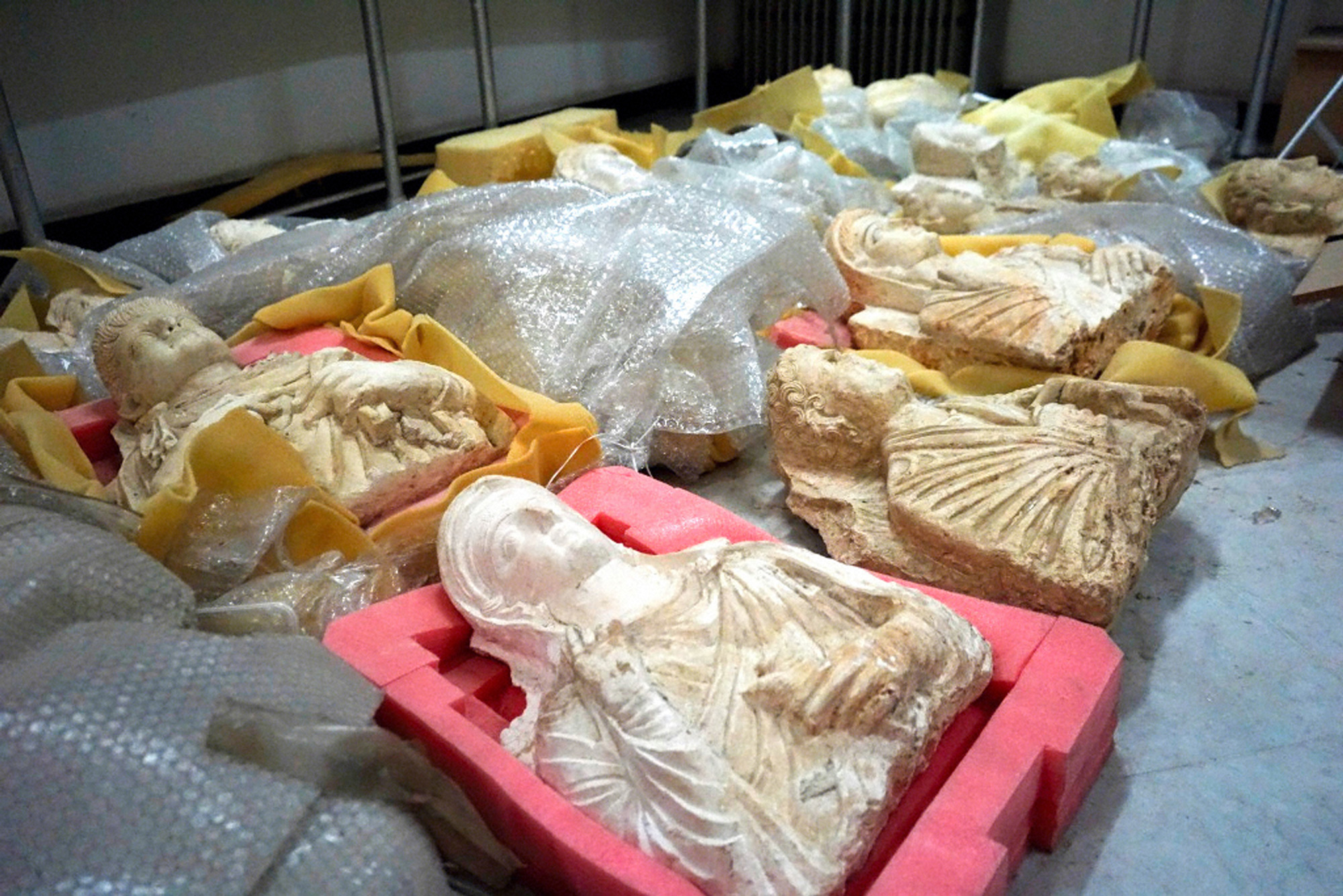 These cultural assets, from a destroyed site at Palmyra, were headed for the black market when they were seized by the Lebanese government. There are international black markets to deal with assets from Palmyra sites, which are being destroyed by ISIL in an attempt to make antiquities into a funding source. Photo: The Asahi Shimbun/Getty Images.