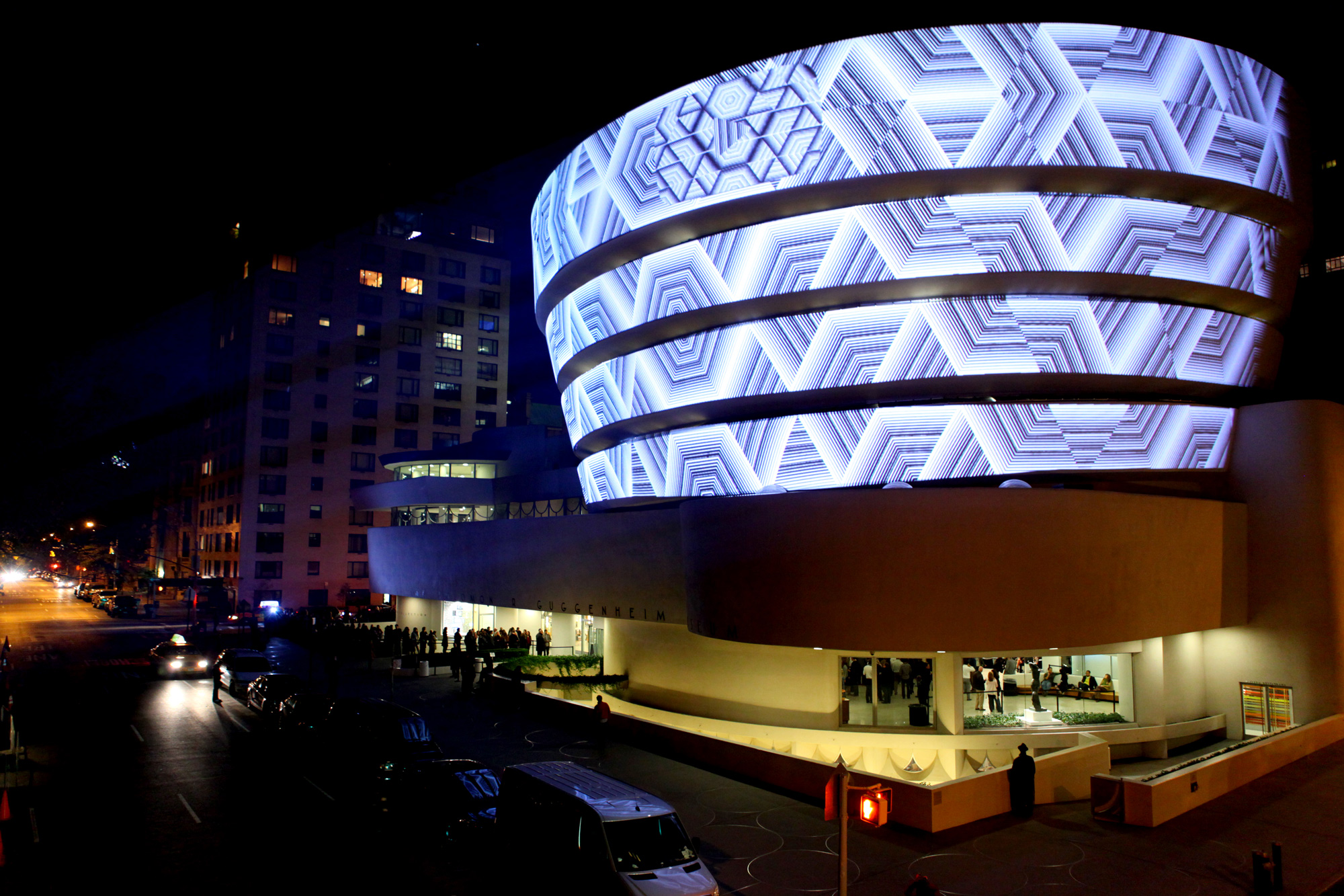 Threlkel's projections on the Guggenheim Museum. Photo: Joshua Brott