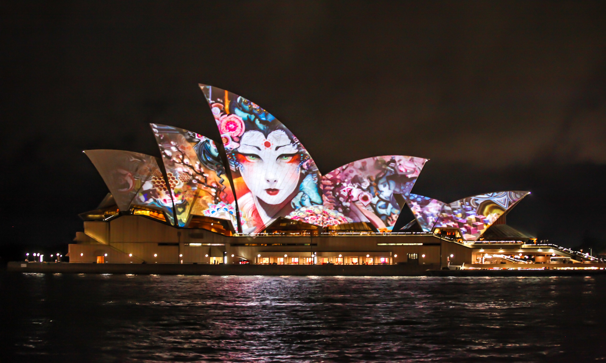 Threlkel's projections on the Sydney Opera House. Photo: Joshua Brott