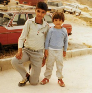 Aziz (right) with his older brother Tayseer (left) in Bethany, Palestine. 